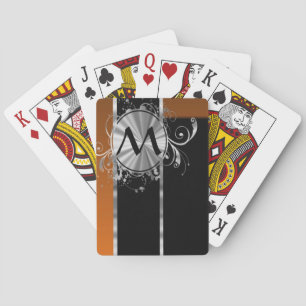Copper black and silver monogram poker cards