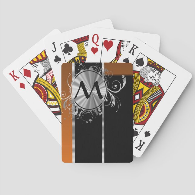 Copper black and silver monogram poker cards (Back)