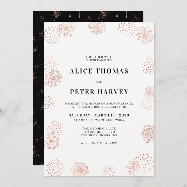 Copper & Black | Chic Modern Wedding Ceremony Invitation (Front/Back)