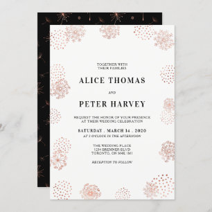 Copper & Black   Chic Modern Wedding Ceremony Invitation