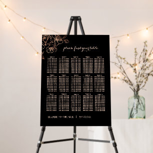 Copper Black Gothic Wedding    Seating Chart Foam Board