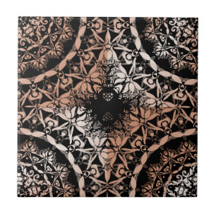 Copper Black  Mandala Pattern Ceramic Tile