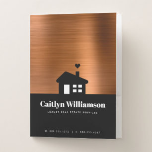 Copper Black Real Estate Broker House Professional Pocket Folder