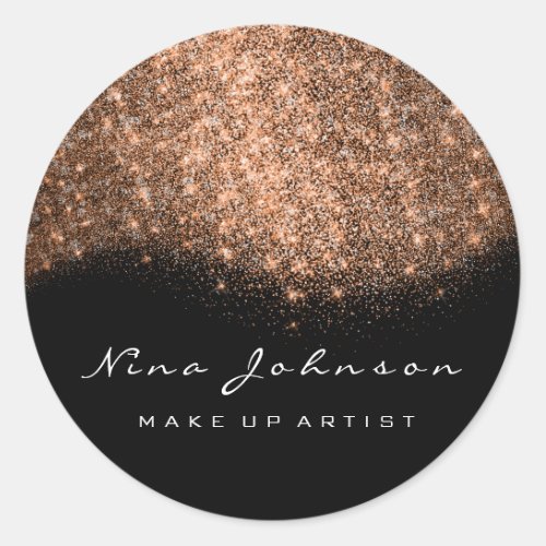 Copper Black White Glitter Makeup Artist Beauty Classic Round Sticker
