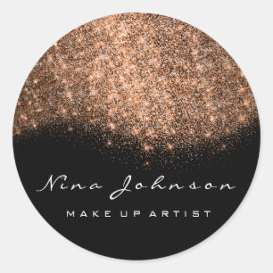 Copper Black White Glitter Makeup Artist Beauty Classic Round Sticker