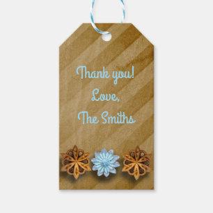 Copper & Blue Floral Template for Custom Gift Tags