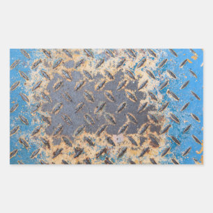 Copper Blue Grunge Old Metal Corrosion Rectangular Sticker