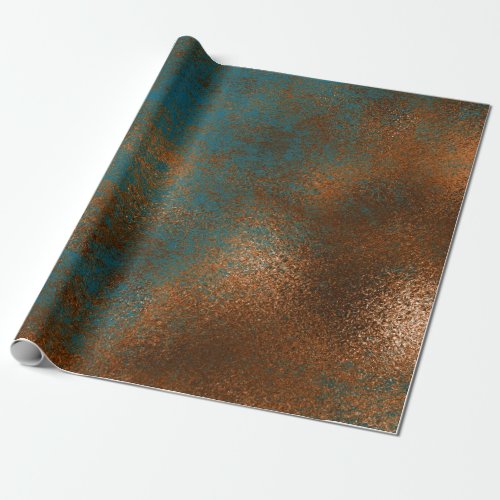 Copper Blue Patina Metallic Grill Urban Abstract Wrapping Paper
