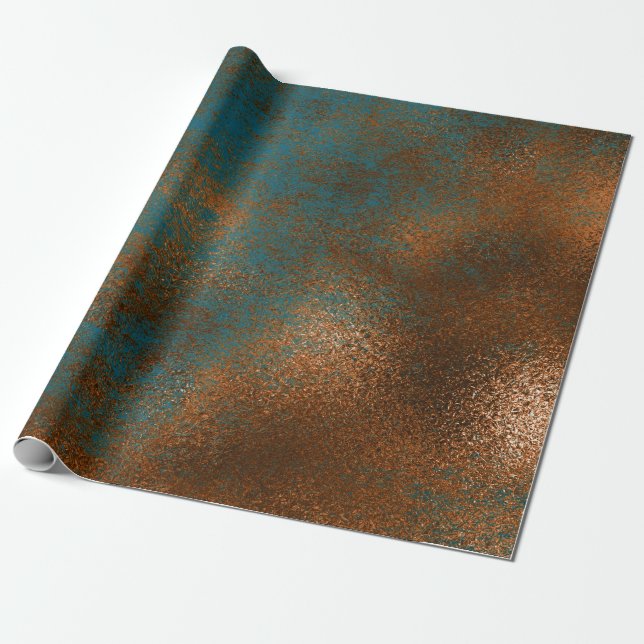 Copper Blue Patina Metallic Grill Urban Abstract Wrapping Paper (Unrolled)