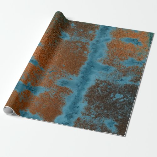 Copper Blue Patina Metallic Grungy Urban Abstract Wrapping Paper