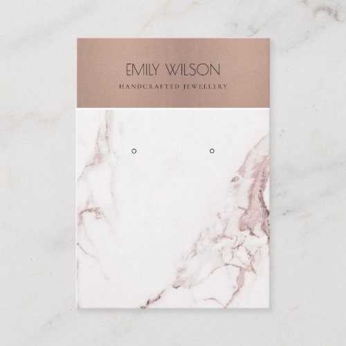 COPPER BLUSH PINK MARBLE TEXTURE EARRING DISPLAY BUSINESS CARD