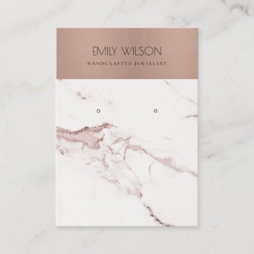 COPPER BLUSH PINK MARBLE TEXTURE EARRING DISPLAY BUSINESS CARD