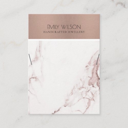 COPPER BLUSH PINK MARBLE TEXTURE NECKLACE DISPLAY BUSINESS CARD