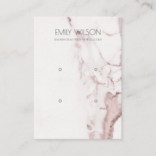 COPPER BLUSH PINK MARBLE TWO EARRING DISPLAY LOGO BUSINESS CARD