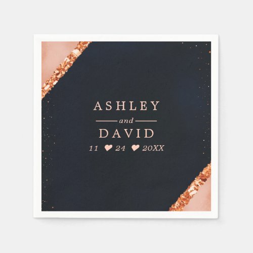 Wedding Tableware 13 Copper Blush Pink Navy Geometric Wedding Napkins
