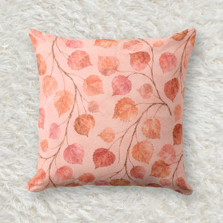 Copper Blush Quaking Aspen Watercolor Pattern Throw Pillow