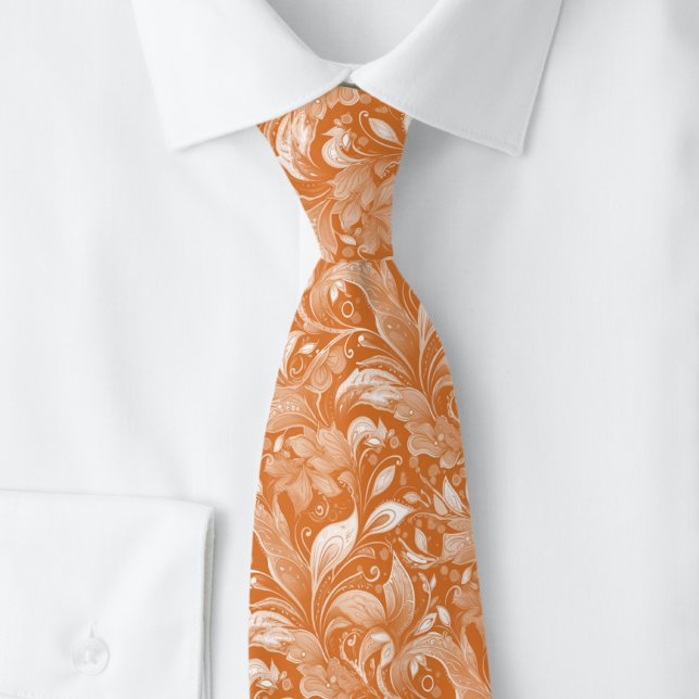 Copper Botanical Batik Neck Tie (Creator Uploaded)