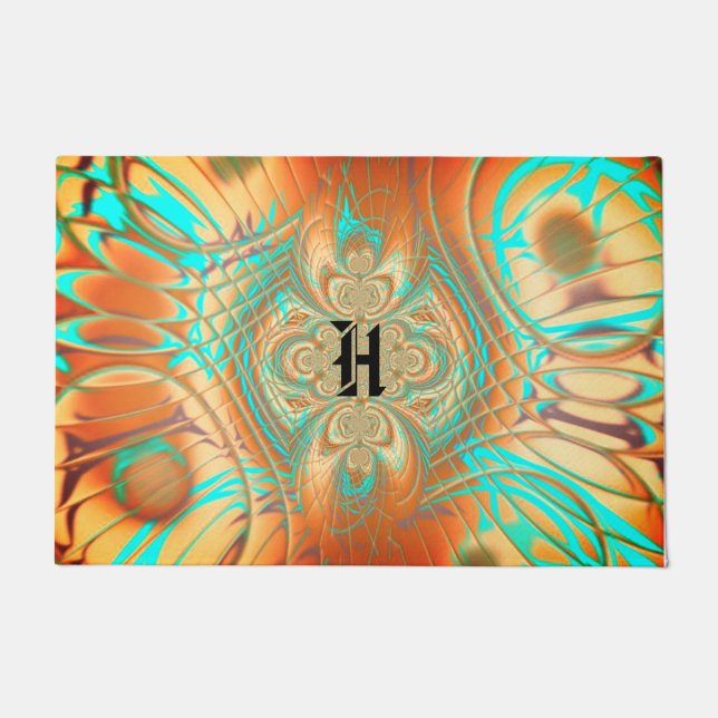 Copper Bronze Abstract Pattern Door Mat (Front)