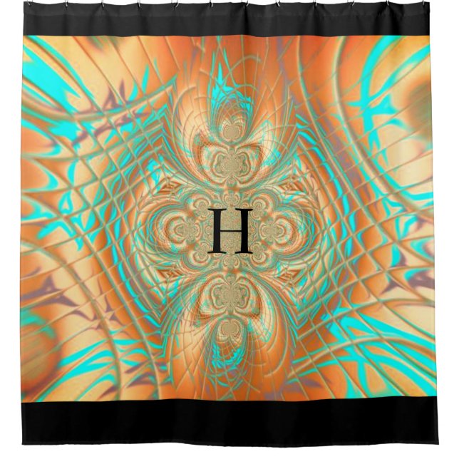 Copper Bronze Abstract Pattern Shower Curtain (Front)