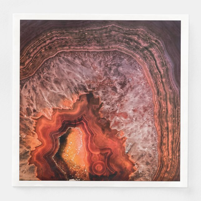 Copper Bronze Agate Mineral Gemstone Paper Dinner Napkins (Front)