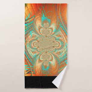 Copper Bronze and Aqua Abstract Pattern Towel