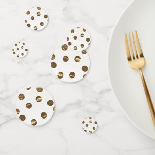 Copper Bronze Dots Gold Foil White Birthday Party Confetti