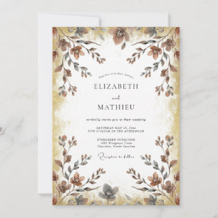Copper Bronze Leaf Wedding Invitation