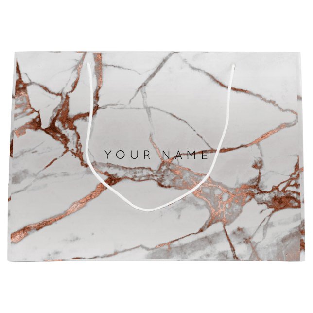 Copper Bronze Marble Metallic Gift Gray Silver VIP Large Gift Bag (Front)