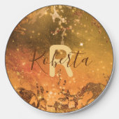 Copper Bronze Modern Glam Chic Abstract Sparkly Wireless Charger (Front)
