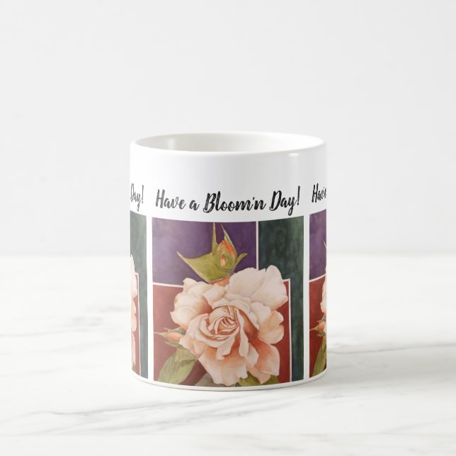 Copper Bronze Rose Watercolor Flower Coffee Mug (Center)