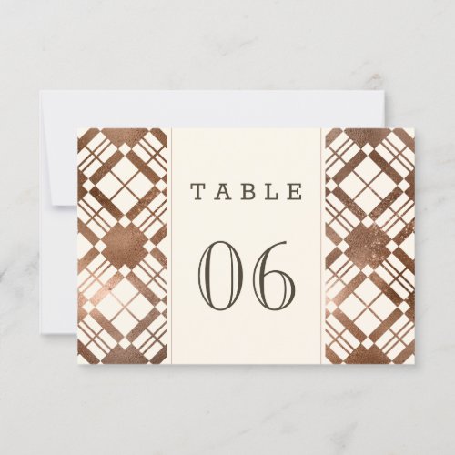 Copper Bronze Rustic Farmhouse Plaid Table Number