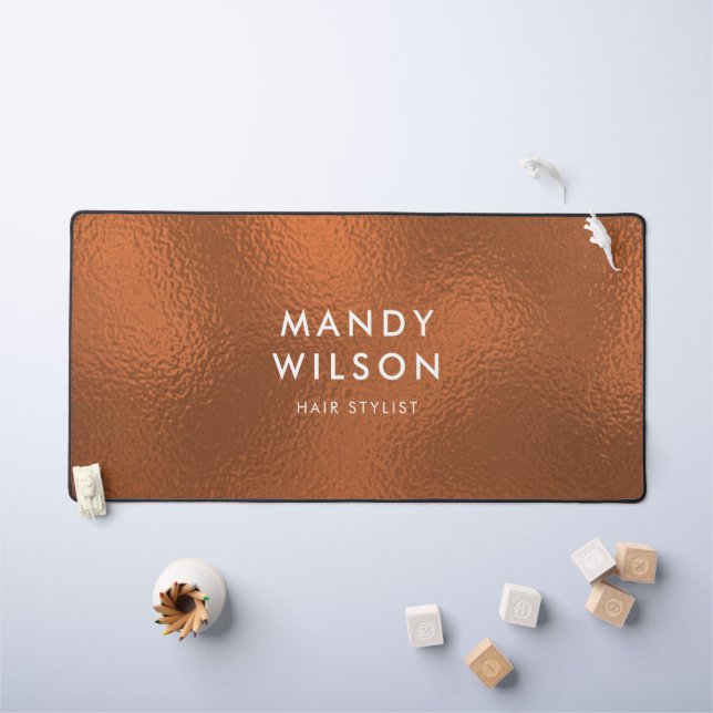 Copper Bronze Shine Stylish FAUX FOIL LARGE Desk Mat (Kids Table)