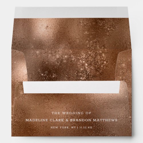 Copper Bronze Sparkle Foil Background Wedding Envelope