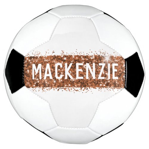 Copper Bronze Stripe Monogram Custom Name Soccer Ball