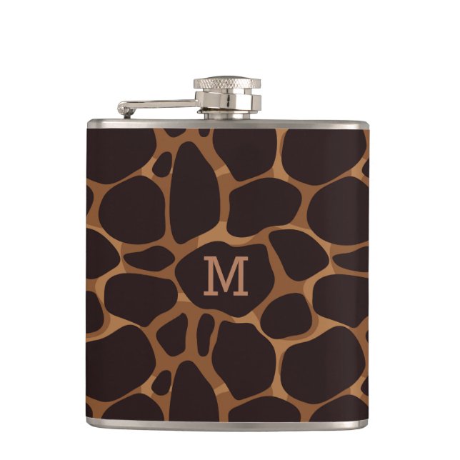 Copper Brown Abstract Leopard Pattern Flask (Front)