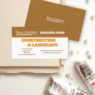 Copper Brown and Rust Landscape Lawn Care Service Business Card