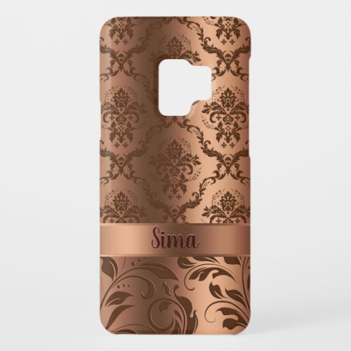 Copper Brown Damasks  Swirls Metallic Look Case_Mate Samsung Galaxy S9 Case