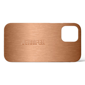 Copper Brown Metallic Brushed Aluminum Look Case-M iPhone 12 Case