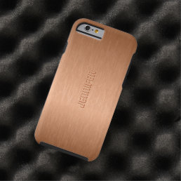 Copper Brown Metallic Brushed Aluminum Look Tough iPhone 6 Case