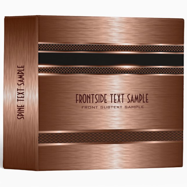 Copper Brown Metallic Brushed Steel Look Binder (Front/Spine)