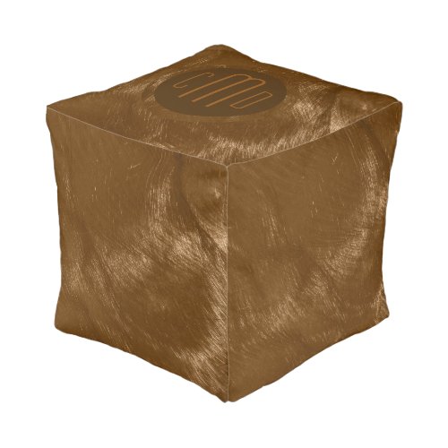 Copper Brown Metallic Design Brushed Steel Look 2 Pouf