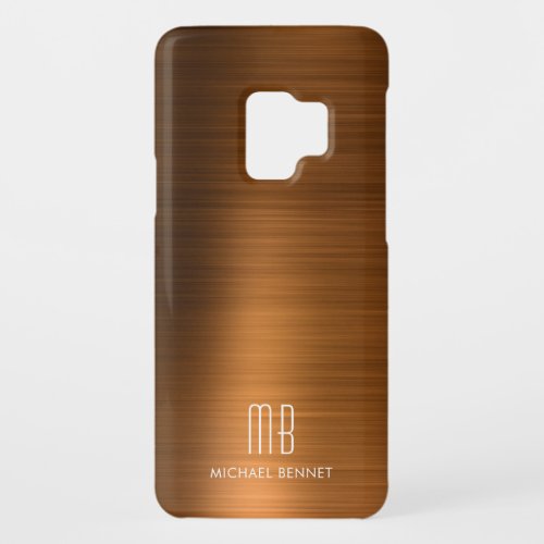 Copper Brown Metallic Monogram Case_Mate Samsung Galaxy S9 Case