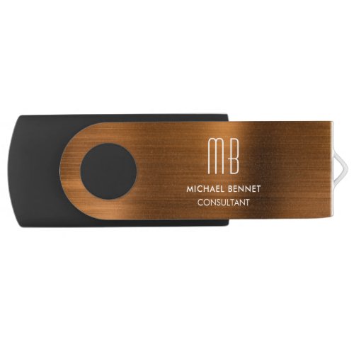 Copper Brown Metallic Monogram Consultant Flash Drive