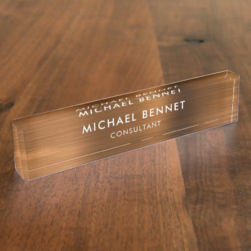 Copper Brown Metallic Professional Business Desk Name Plate