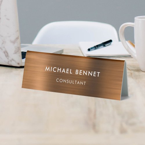 Copper Brown Metallic Professional Business Table Tent Sign