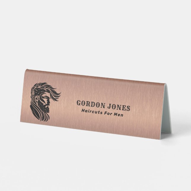 Copper-Brown Metallic Texture Custom Logo  Table Tent (Back)