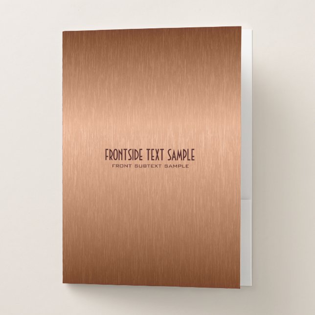Copper-brown metallic texture look pocket folder (Front)