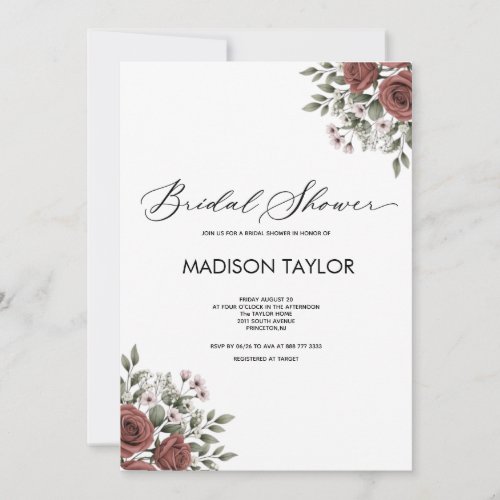 COPPER BROWN RUSTIC Floral Bridal Shower Invitation
