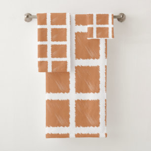 Copper Brown Sketch Bath Towel Set