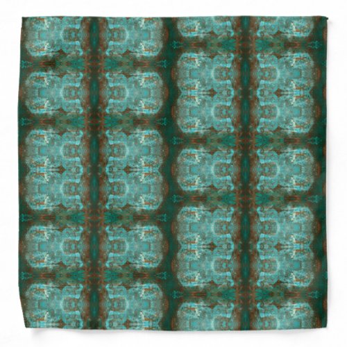 Copper Brown Teal Green Intricate Southwestern Bandana